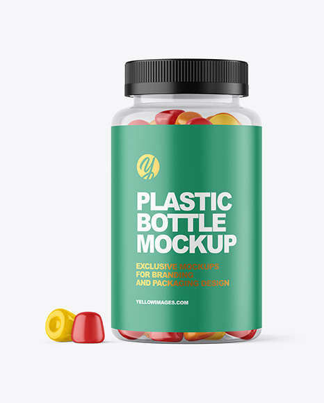 Plastic Bottle with Gummies Mockup