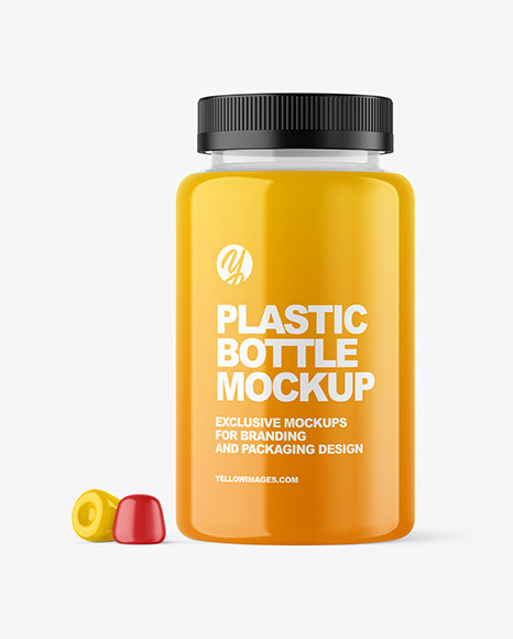 Plastic Bottle with Gummies Mockup