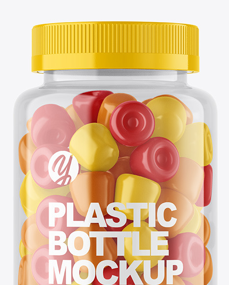 Plastic Bottle with Gummies Mockup