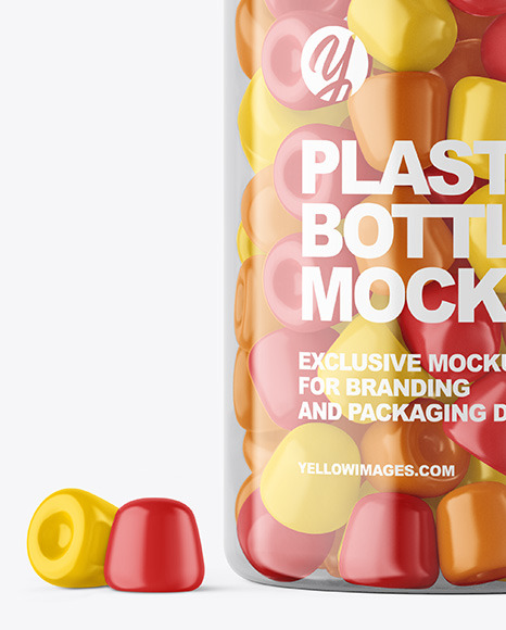 Plastic Bottle with Gummies Mockup