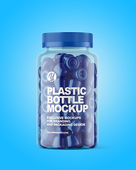 Plastic Bottle with Gummies Mockup