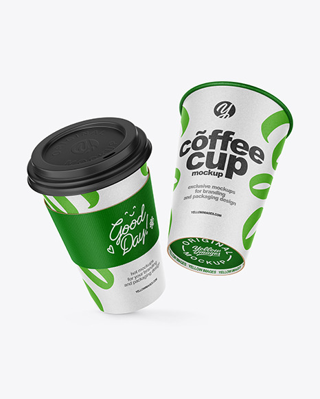 Two Paper Coffee Cups Mockup