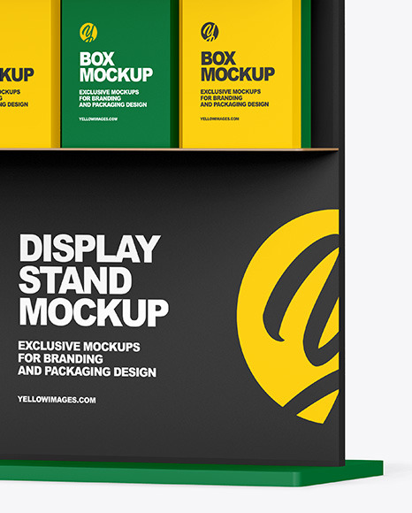 Display Stand With Boxes Mockup