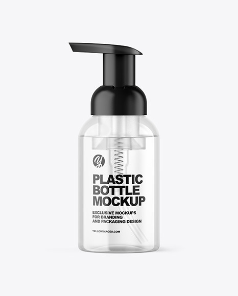 Clear Cosmetic Bottle with Pump Mockup Clear Cosmetic Bottle with Pump Mockup
