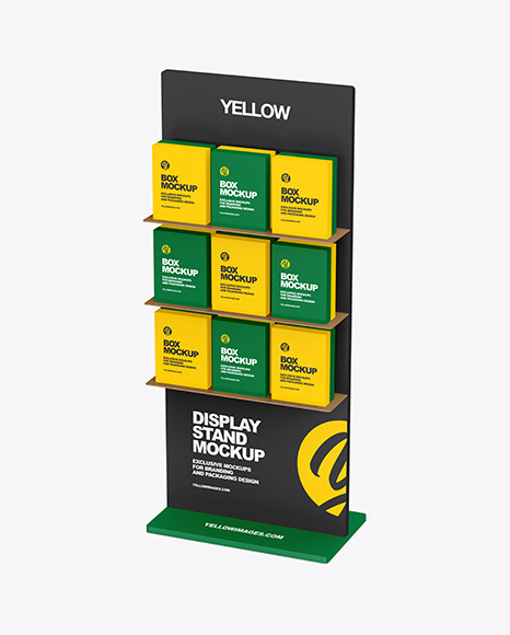 Display Stand With Boxes Mockup