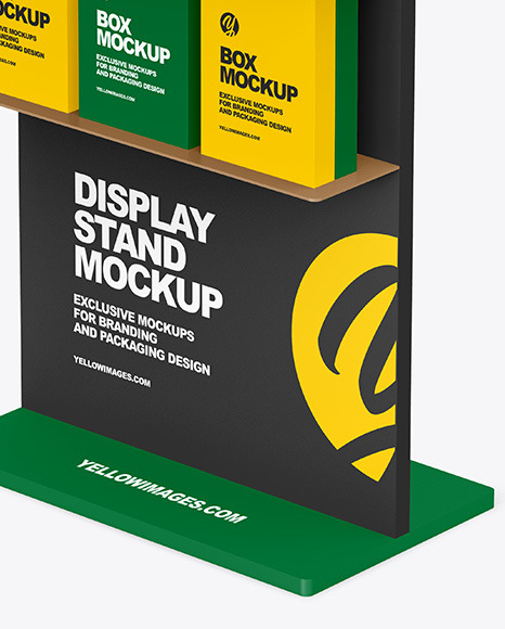 Display Stand With Boxes Mockup