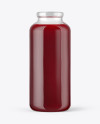 Clear Glass Bottle with Cherry Juice Mockup