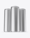 Three 250ml Aluminium Cans With Metallic Finish Mockup - Hero Shot