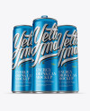 Three 250ml Aluminium Cans With Metallic Finish Mockup - Hero Shot