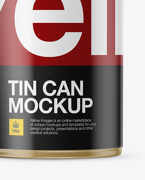 Glossy Tin Can Mockup - Front View