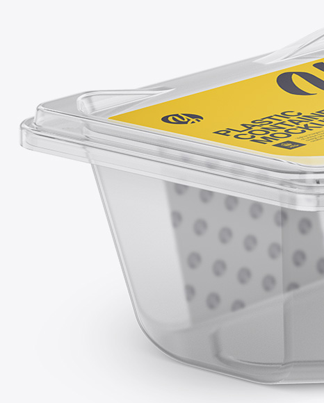 Transparent Plastic Container Mockup - Half Side View