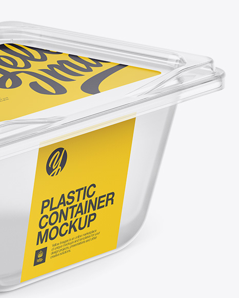 Transparent Plastic Container Mockup - Half Side View