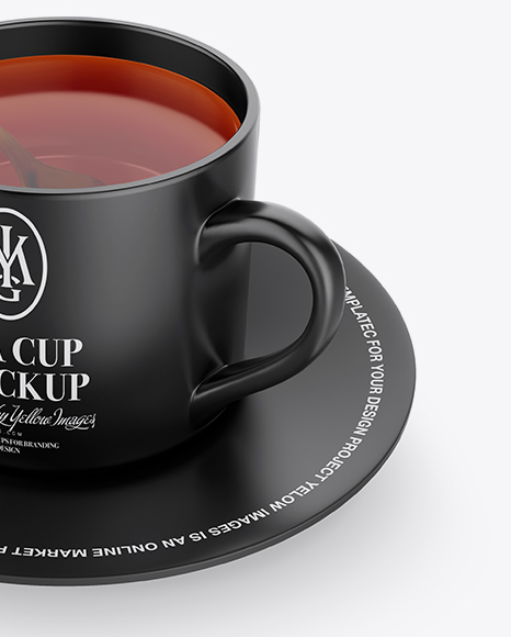 Matte Cup & Saucer With Filing Mockup (High-Angle Shot)