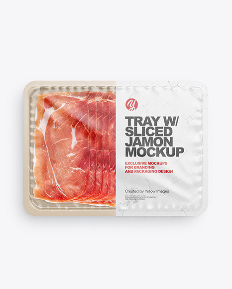 Plastic Tray With Matte Film & Sliced Jamon Mockup