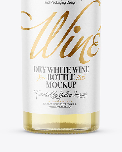 Clear Glass White Wine Bottle Mockup