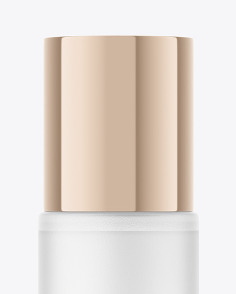 Frosted Glass Cosmetic Bottle with Metallic Cap Mockup