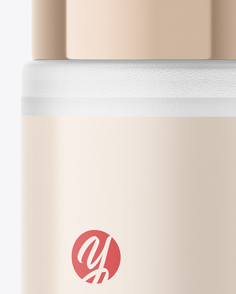 Frosted Glass Cosmetic Bottle with Metallic Cap Mockup