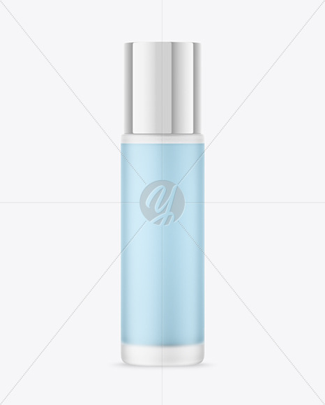 Frosted Glass Cosmetic Bottle w/ Metallic Cap Mockup