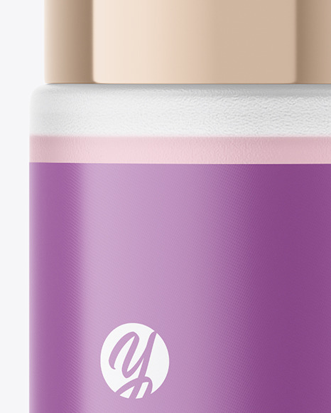 Frosted Glass Cosmetic Bottle w/ Metallic Cap Mockup