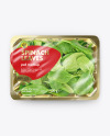 Plastic Tray With Spinach Leaves Mockup