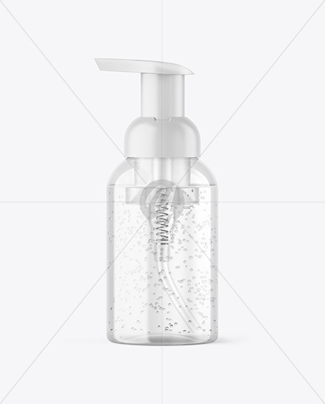 Clear Cosmetic Bottle with Pump Mockup Clear Cosmetic Bottle with Pump Mockup