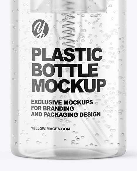 Clear Cosmetic Bottle with Pump Mockup Clear Cosmetic Bottle with Pump Mockup