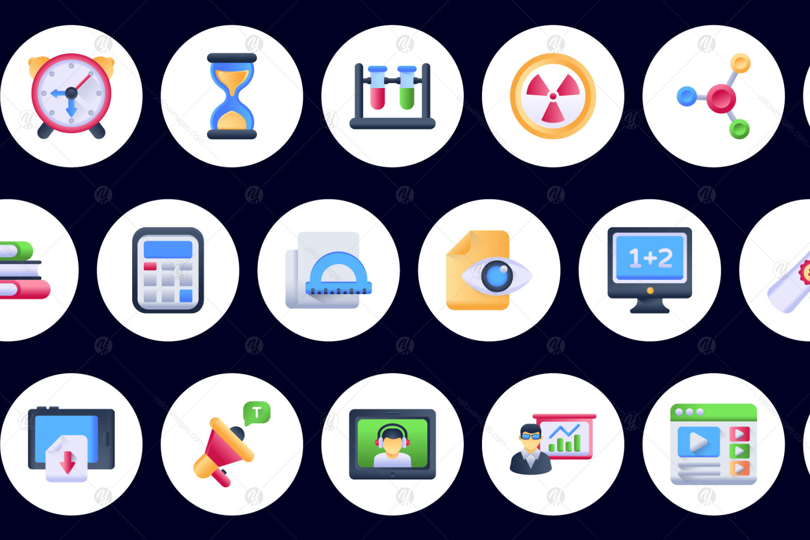 100 E-learning Vector Icons