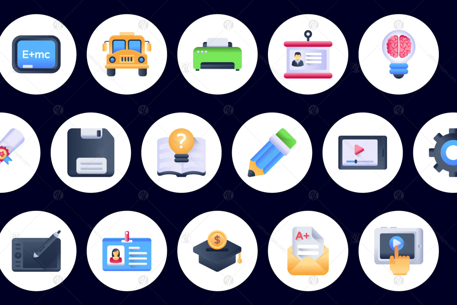 100 E-learning Vector Icons