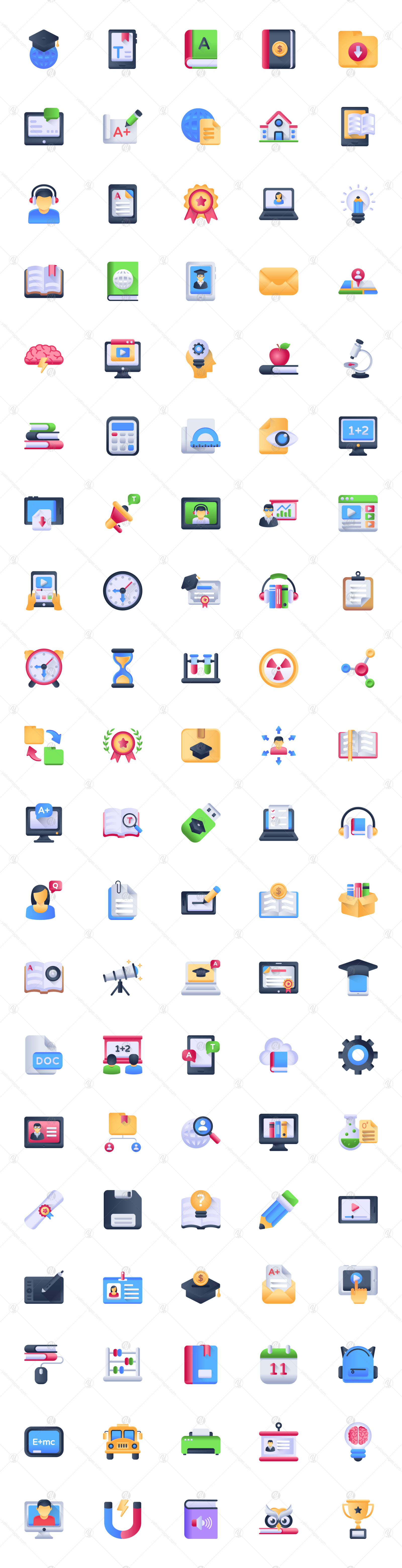 100 E-learning Vector Icons