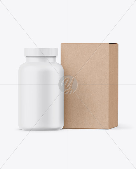 Matte Plastic Jar with Kraft Box Mockup