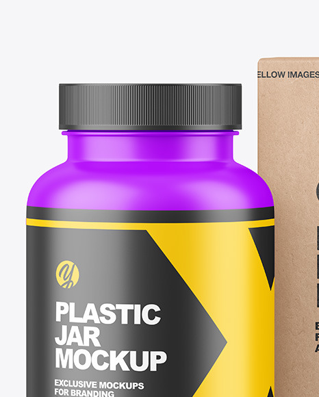 Matte Plastic Jar with Kraft Box Mockup