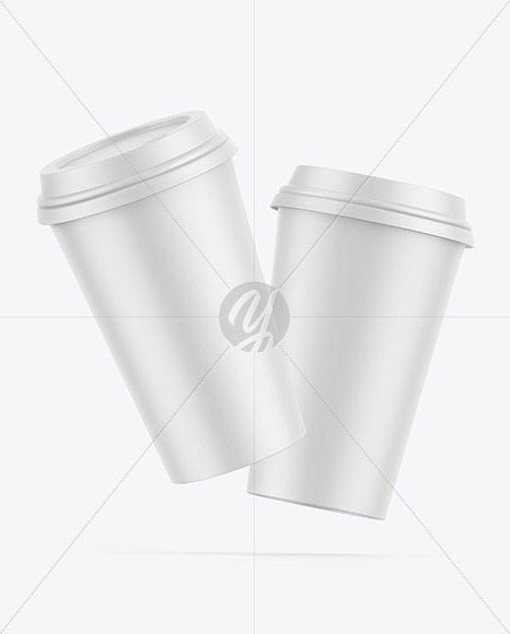 Two Matte Coffee Cups Mockup