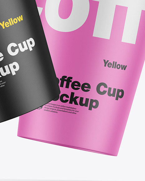 Two Matte Coffee Cups Mockup