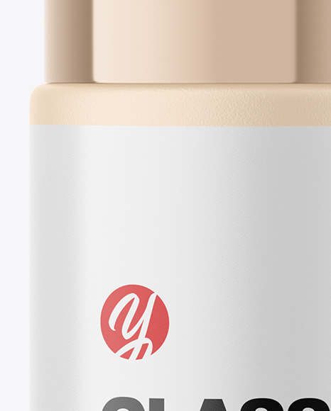 Frosted Glass Cosmetic Bottle with Metallic Cap Mockup