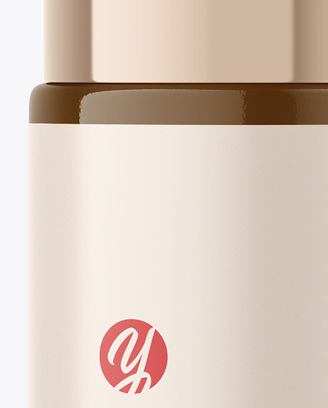 Glossy Cosmetic Bottle with Metallic Cap Mockup