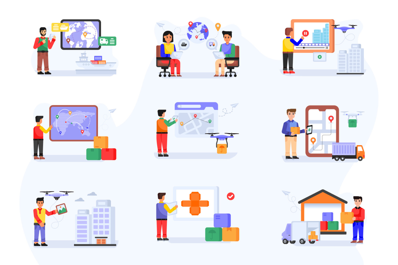 30 Logistics Vector Illustrations 30 Logistics Vector Illustrations