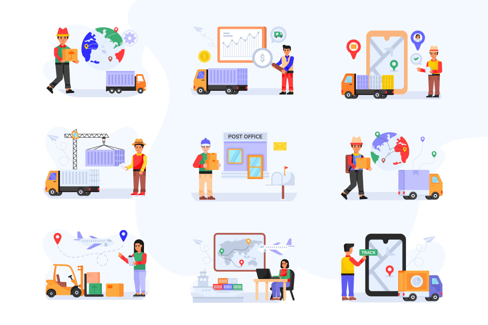 30 Logistics Vector Illustrations 30 Logistics Vector Illustrations