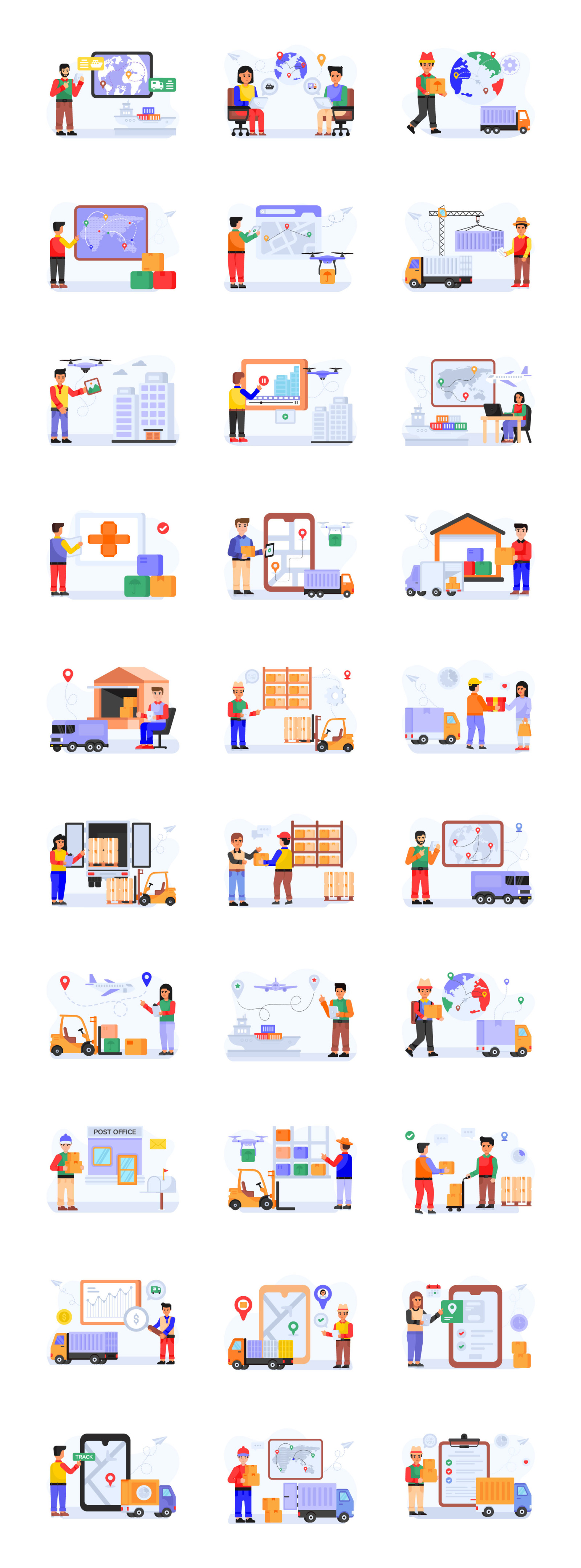 30 Logistics Vector Illustrations 30 Logistics Vector Illustrations