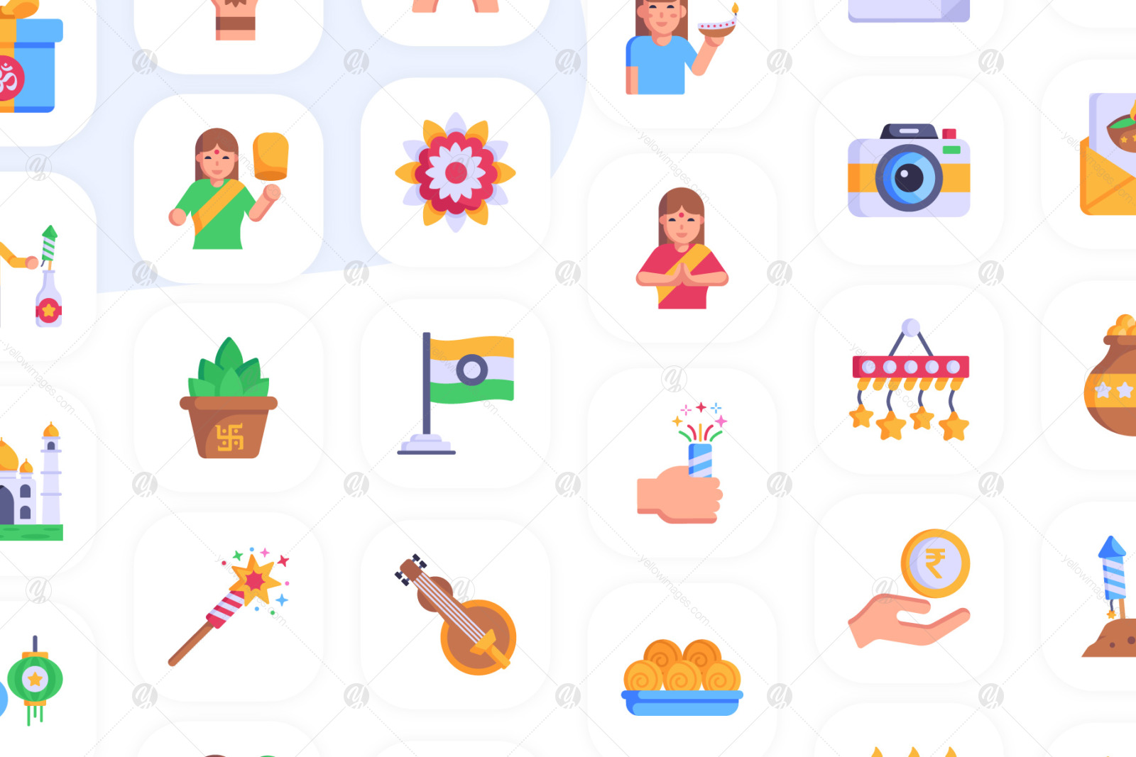 100 Flat Festive Diwali Vectors