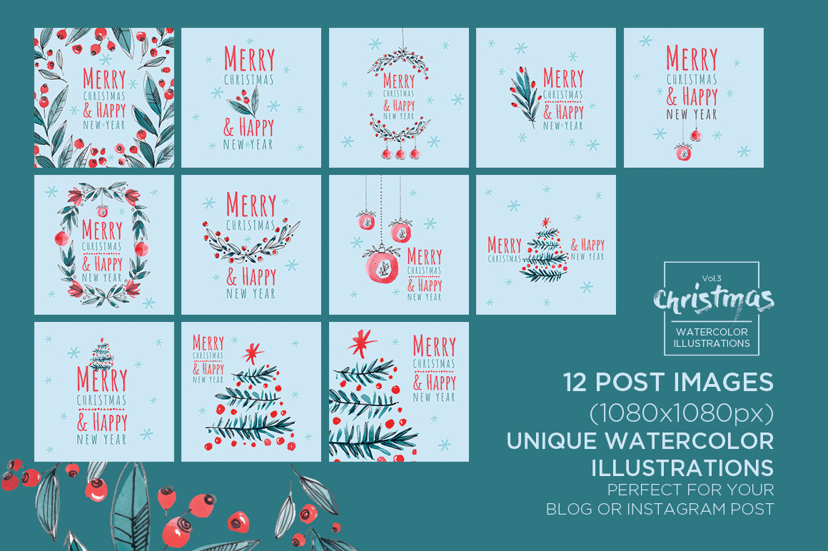 Christmas watercolor illustrations Christmas watercolor illustrations