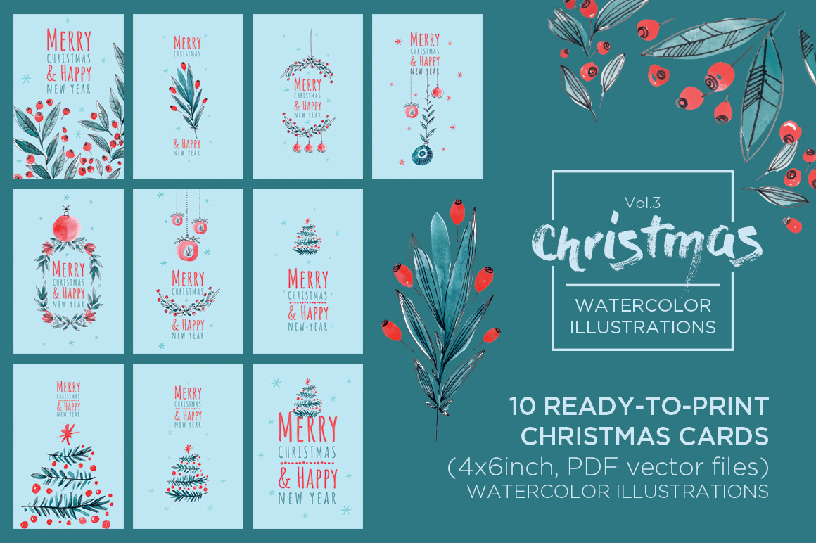 Christmas watercolor illustrations Christmas watercolor illustrations