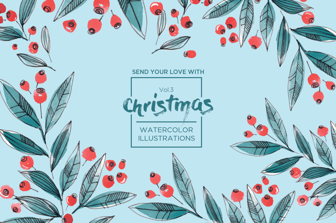 Christmas watercolor illustrations