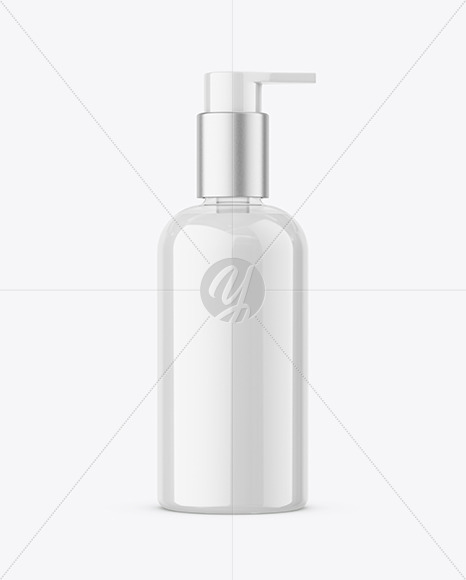 Clear Cosmetic Bottle with Pump Mockup