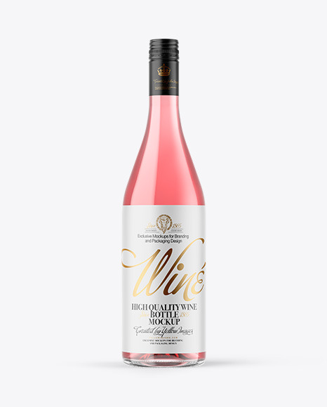 Clear Glass Pink Wine Bottle Mockup