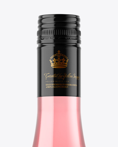 Clear Glass Pink Wine Bottle Mockup