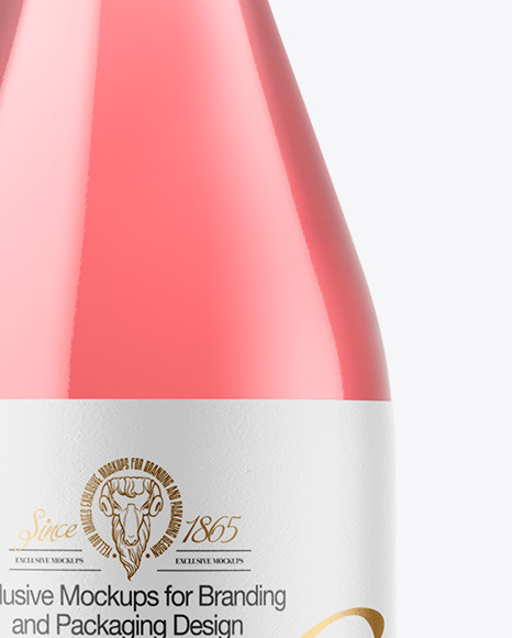 Clear Glass Pink Wine Bottle Mockup