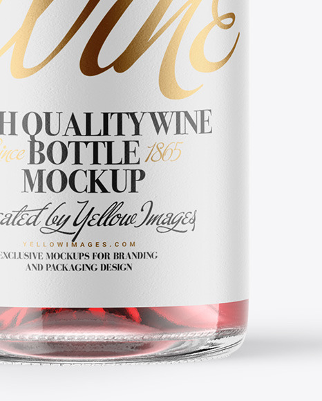 Clear Glass Pink Wine Bottle Mockup