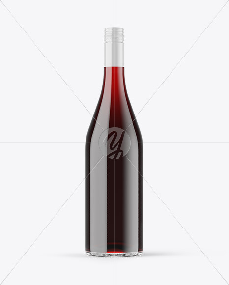 Clear Glass Red Wine Bottle Mockup