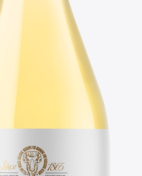 Clear Glass White Wine Bottle Mockup