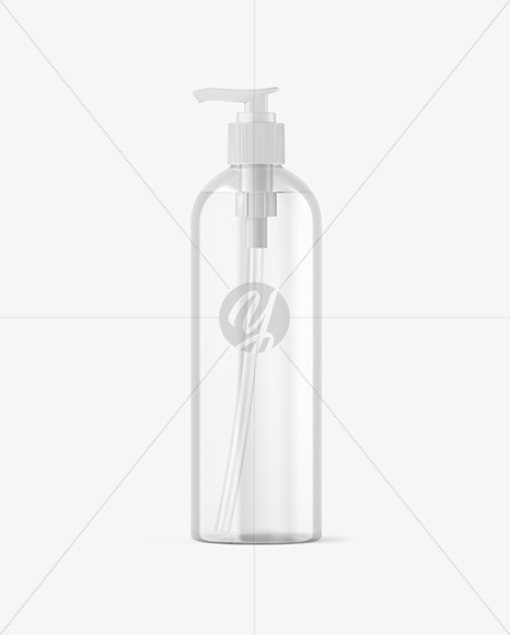 Clear Cosmetic Bottle with Pump Mockup Clear Cosmetic Bottle with Pump Mockup